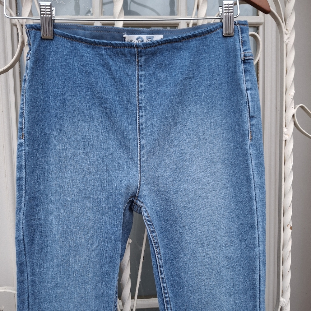 We The Free Penny Pull-On Wide Flare Soft Denim Blue Stretch Jeans Women Size 27 - Picture 4 of 16